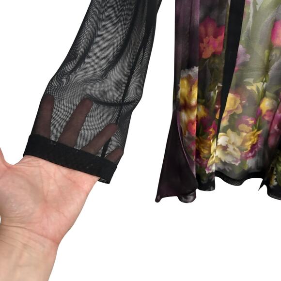 Romantic Sheer Floral Cardigan Jacket Mesh Statement Dark Feminine Size L - Picture 6 of 7